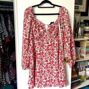 Floral long sleeve short dress sundress